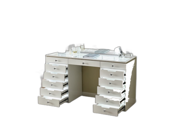 Crystal Hollywood Vanity Set with Silver Crystal Accents White alternate view