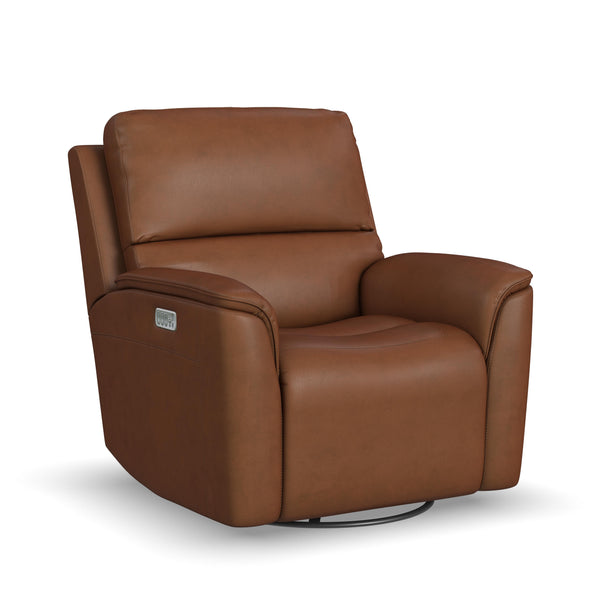 Henry Leather Power Swivel Gliding Recliner with Power Headrest, Lumbar, Heat & Massage in Caramel alternate view