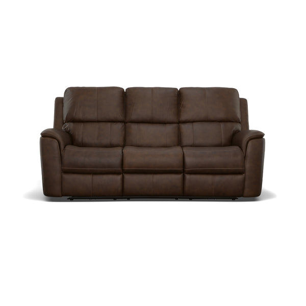 Henry Leather Power Reclining Sofa with Power Headrests & Lumbar in Burnt Umber