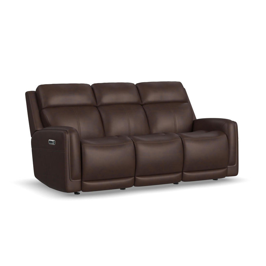 Alister Burnt Umber Leather Power Gliding Sofa