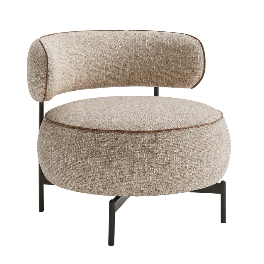 Orbit Brown Chenille Swivel Barrel Chair