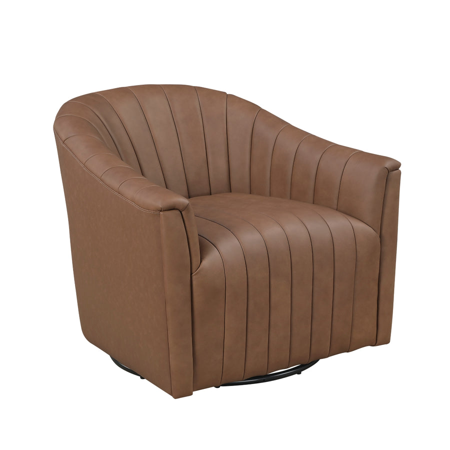 Metro Dark Brown Leather Swivel Chair