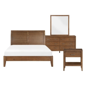 Evans 4pc Queen Bedroom Set (Queen Bed+ Nightstand +Dresser+ Mirror)