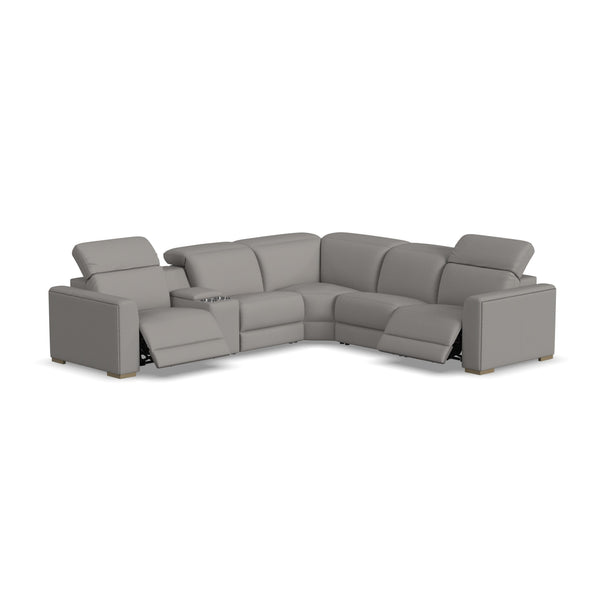 Aurora Ash Leather Power Reclining Sectional with Power Headrests alternate view