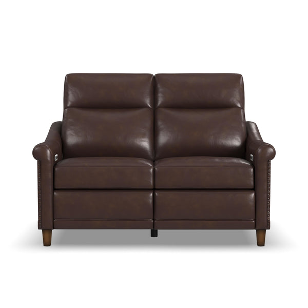 Flexsteel Elizabeth Leather Power Reclining Loveseat & Power Headrests