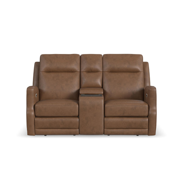 Flexsteel Maxwell Leather Power Reclining Loveseat with Console alternate view