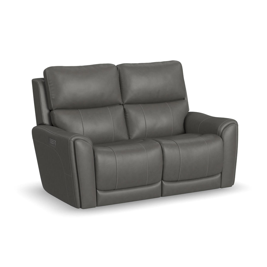 Carter Smoke Fabric Power Reclining Loveseat - front view