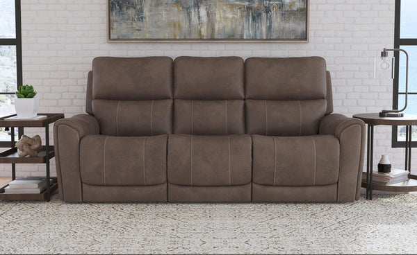 Carter Cappuccino Fabric Power Reclining Sofa with Console & Power Headrests & Lumbar alternate view
