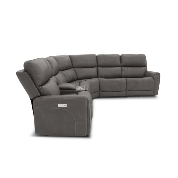 Carter Smoke Fabric Power Reclining Sectional with Power Headrests & Lumbar alternate view