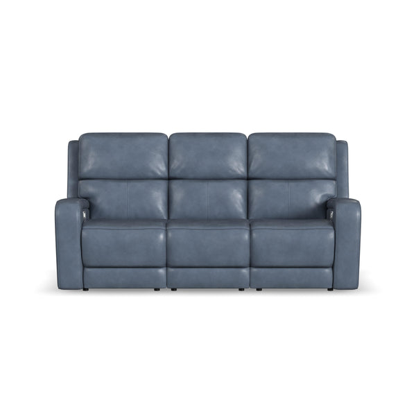 Flexsteel Oasis Leather Power Reclining Sofa with Power Headrests, Lumbar, Heat & Massage