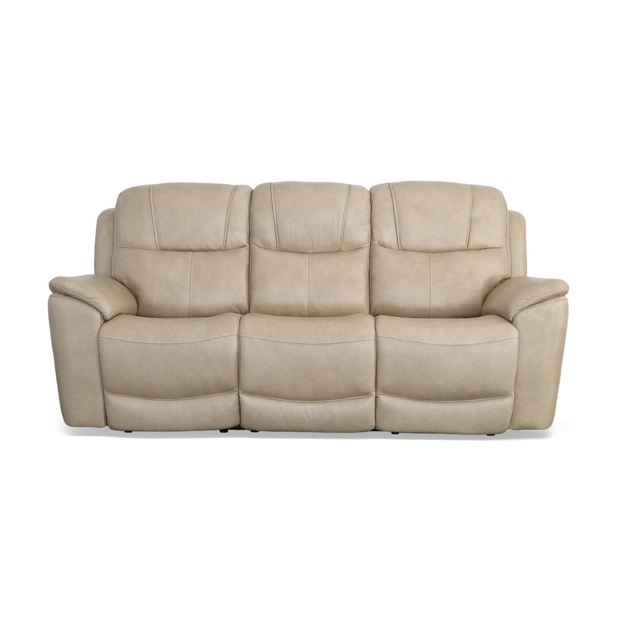 Flexsteel Crew Leather Power Reclining Sofa with Power Headrests & Lumbar
