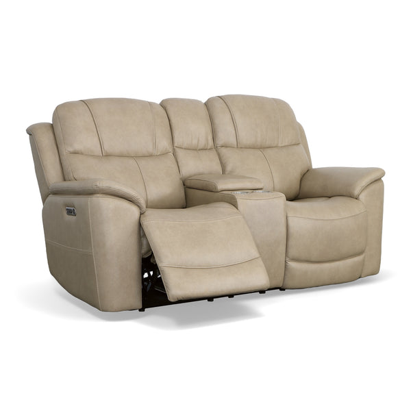 Flexsteel Crew Leather Power Reclining Loveseat with Console, Power Headrests & Lumbar alternate view
