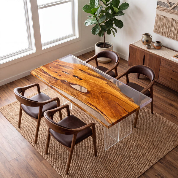 Olive Wood Clear Epoxy River Dining Table alternate view