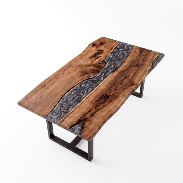 Black Walnut Gray Epoxy River Dining Table
