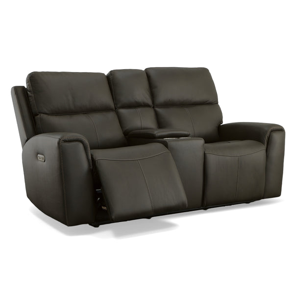 Flexsteel Jarvis Leather Power Reclining Loveseat with Console alternate view