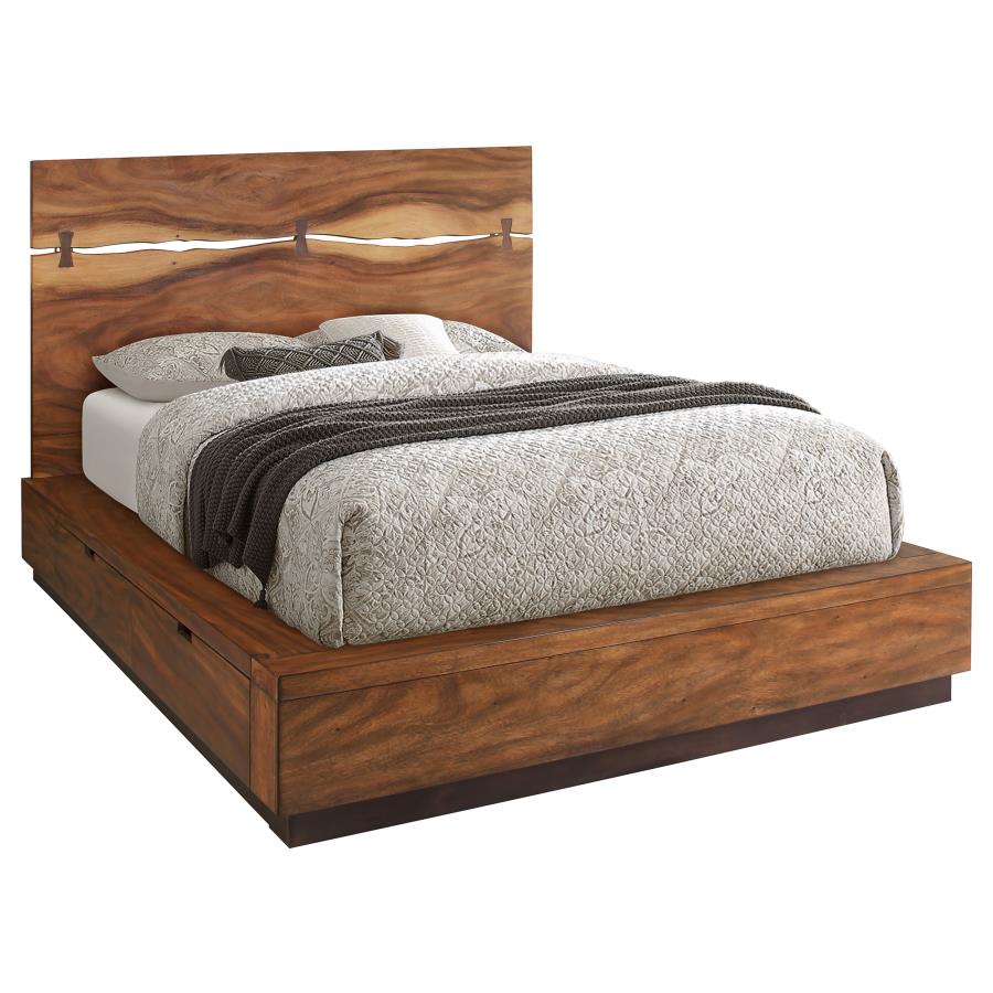 Riverbank Wood Queen Storage Panel Bed Walnut