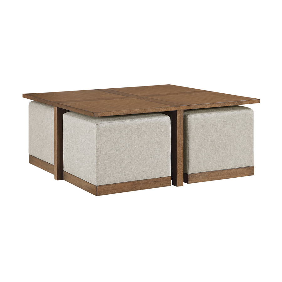 Cozy Collection Coffee Table w/ 4 Ottomans