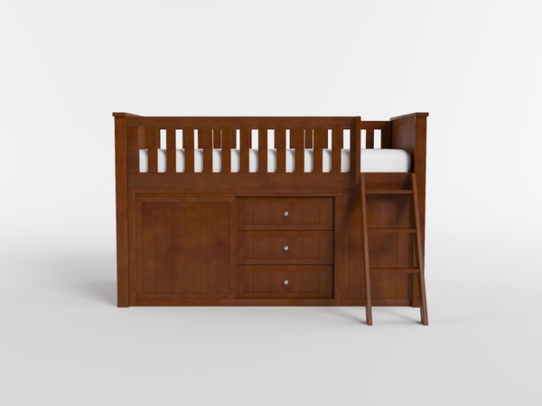 Rowe Low Loft Bunk with Bookcase and Dresser
