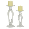 Glass Candle Holders, Set of 2