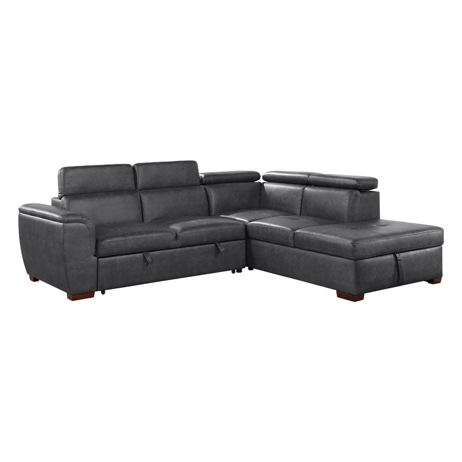 Barre (2)2-Piece Sectional with Pull-out Bed and Right Chaise with Hidden Storage, Adjustable Headrests