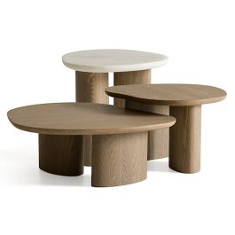 Raywood 3-Piece Buckwheat and Onyx Nesting Coffee Table Set