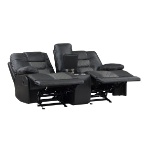 Fabian Double Glider Reclining Love Seat with Center Console, Receptacles and USB Ports alternate view