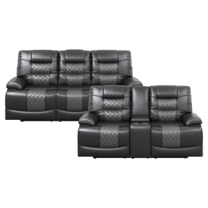 Fabian 2pc Recliner Living Room Set: Sofa, Love