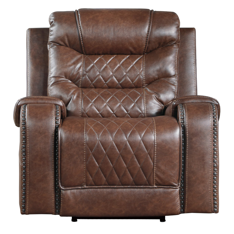 Putnam Power Reclining Chair Brown Front View