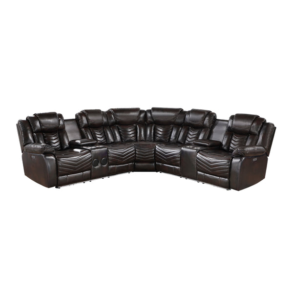 Ramone 3-Piece Power Reclining Sectional with Consoles, Speakers, Subwoofer and LED Lighting