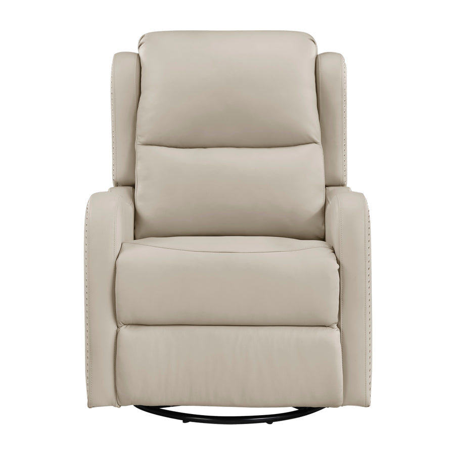 Crown Taupe Leather Swivel Glider Recliner