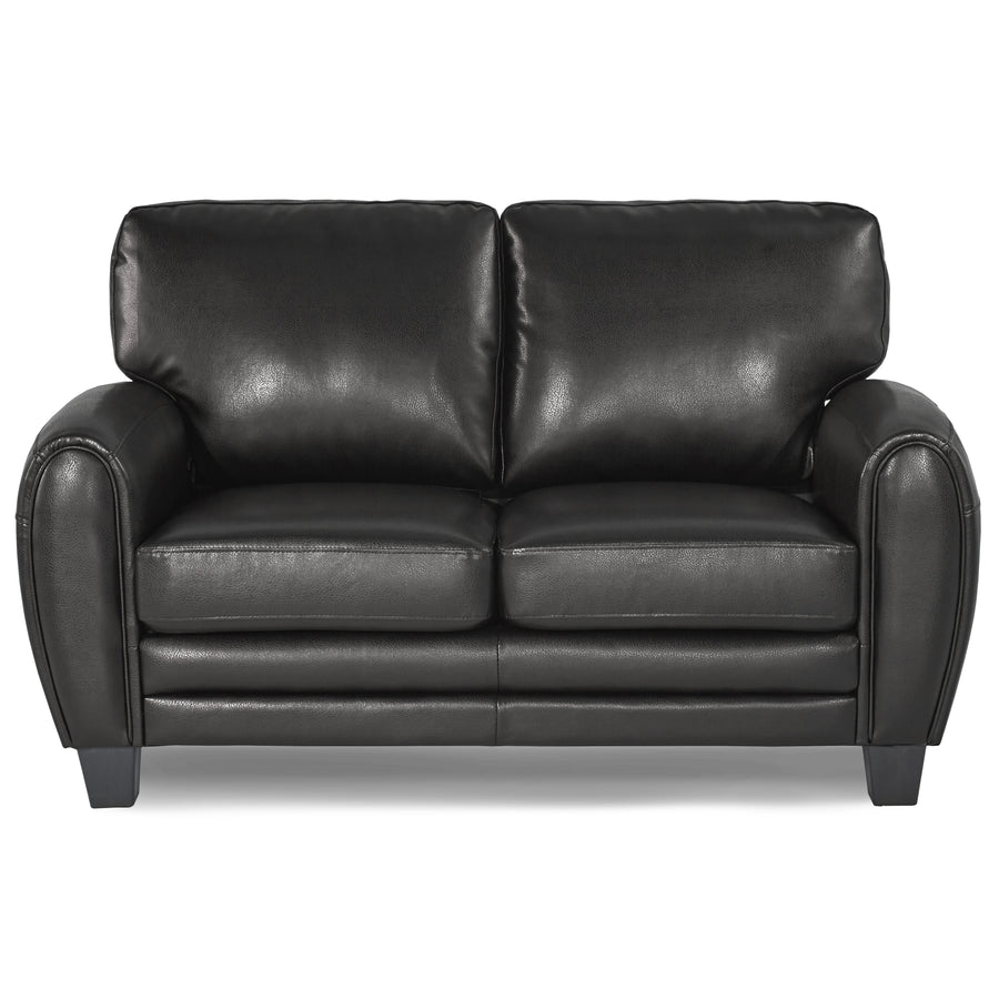 Black on a white background
