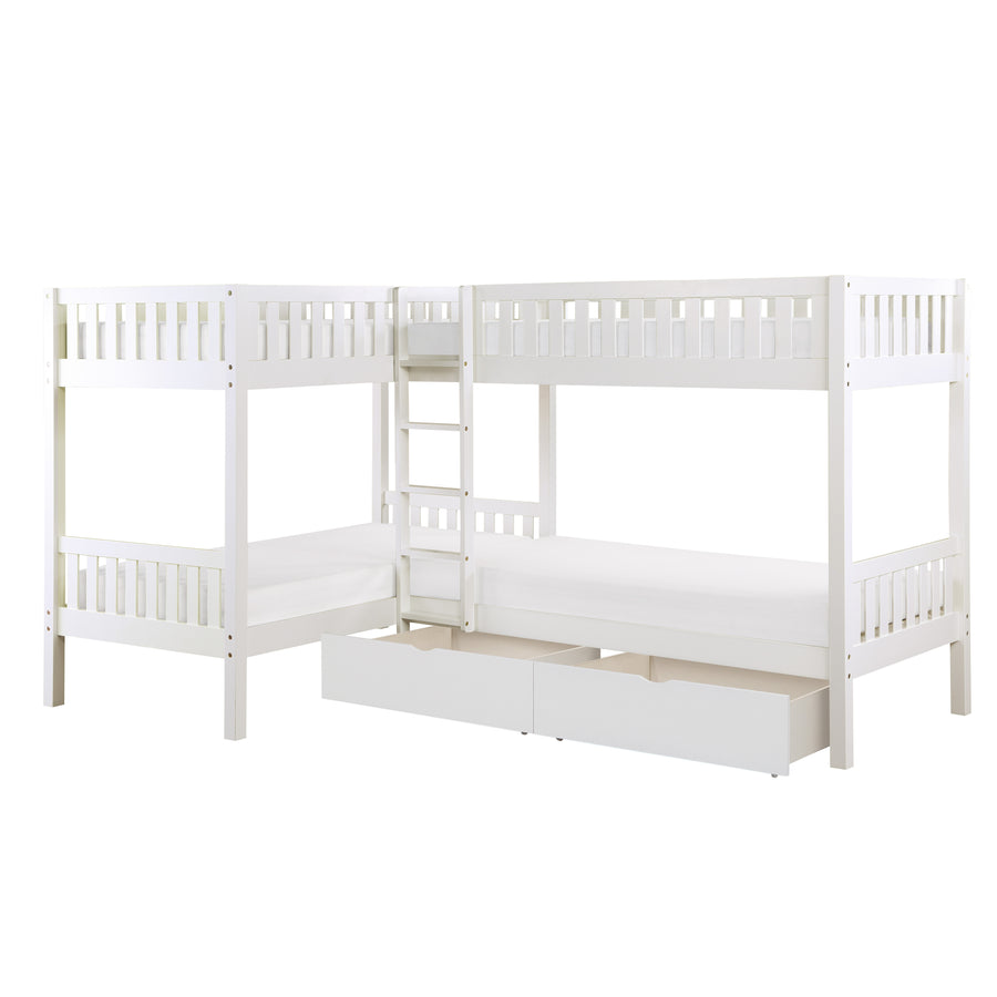 Galen (4) Corner Bunk Bed with Storage Boxes