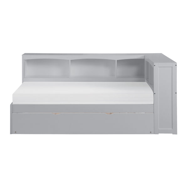 Orion (4) Twin Bookcase Corner Bed with Twin Trundle