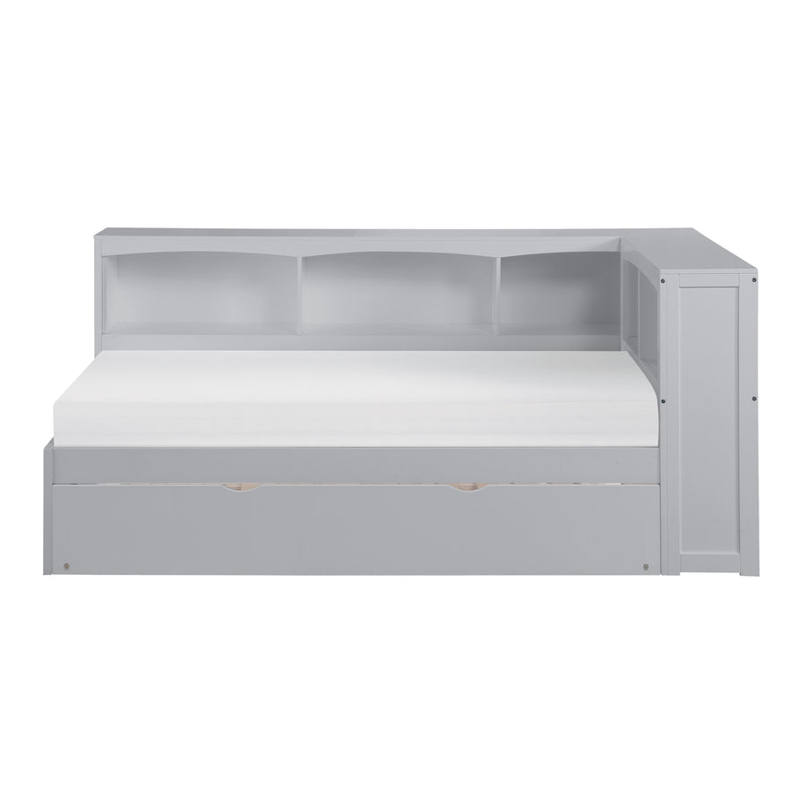 Orion (4) Twin Bookcase Corner Bed with Twin Trundle