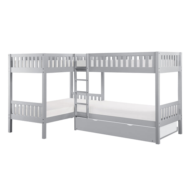 Orion (4) Corner Bunk Bed with Twin Trundle