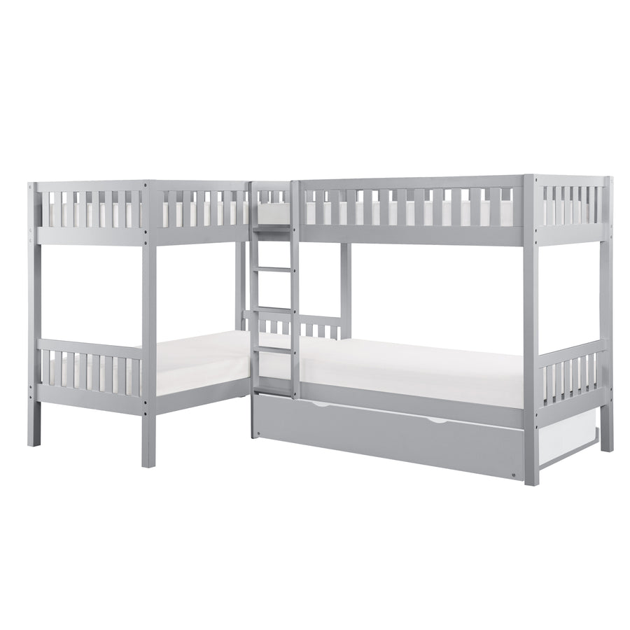Orion (4) Corner Bunk Bed with Twin Trundle