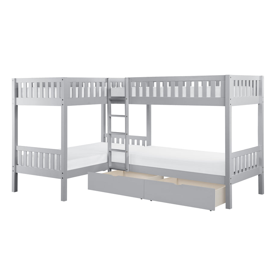 Orion (4) Corner Bunk Bed with Storage Boxes