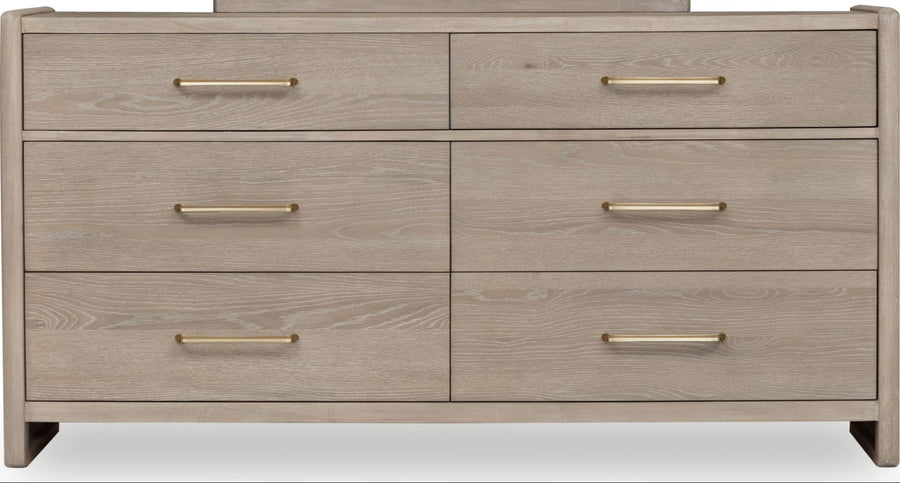 Greenwich Six Drawer Oak Wood Dresser in Chai - View 3