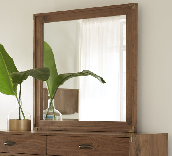 Brookfield Beveled Glass Mirror in Natural Walnut