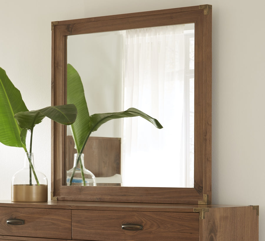Brookfield Beveled Glass Mirror in Natural Walnut