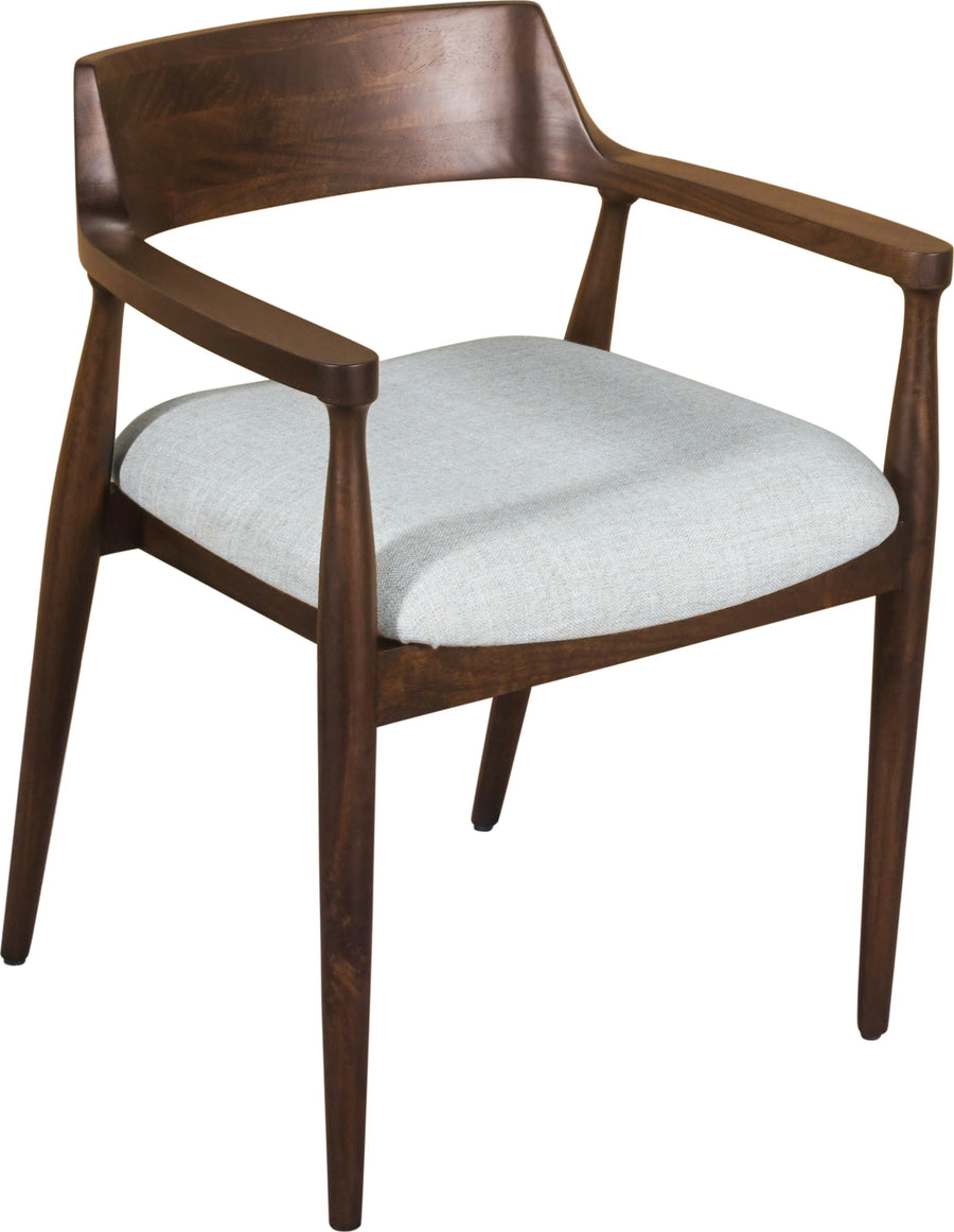 Brentwood Solid Mango Linen Upholstered Dining Arm Chair in Honey Date - View 4