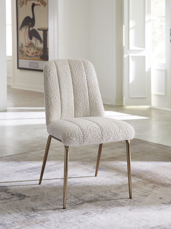 Apollo Upholstered Dining Chair in Ricotta Boucle and Brushed Bronze Metal alternate view