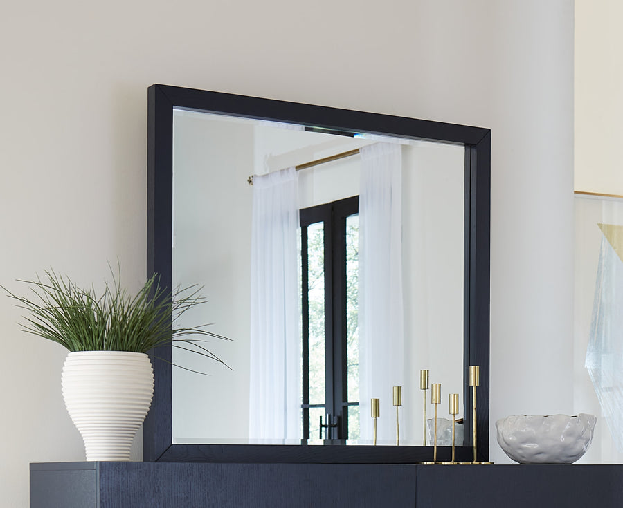 Mercer Beveled Glass Wall or Dresser Mirror in Navy Blue