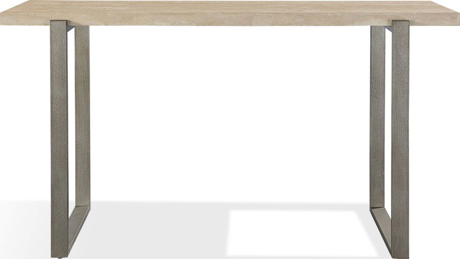 Marlowe Natural Travertine Console Table with Bronze Metal Base - View 6