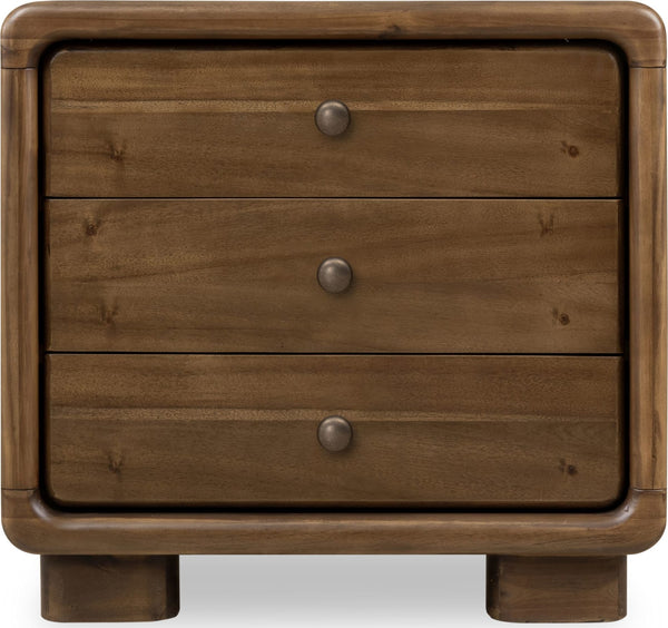 Bentley Three Drawer Acacia Wood Nightstand in Impala
