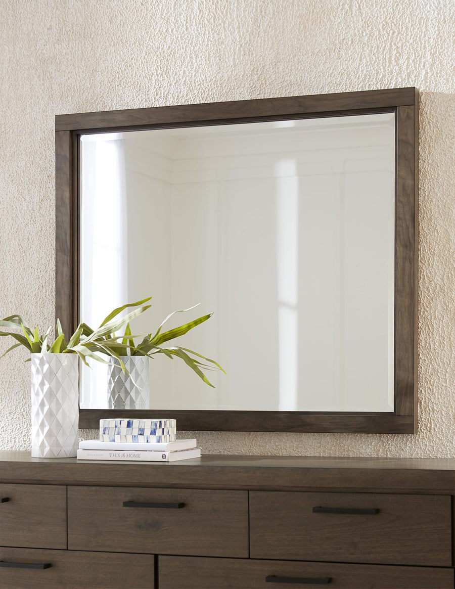 Beachwood Beveled Glass Landscape Mirror in Wild Oats Brown