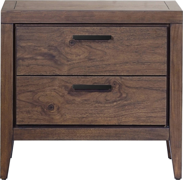 Beachwood Two Drawer USB Charging Nightstand in Wild Oats Brown