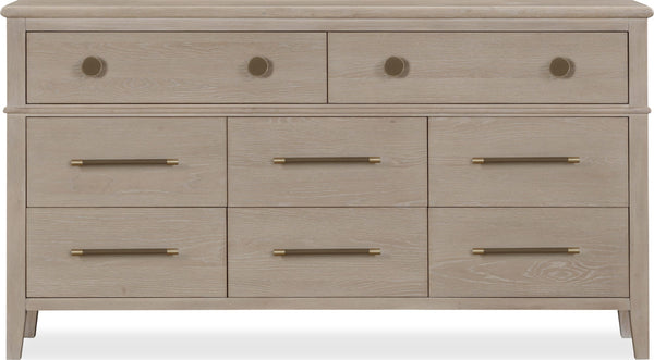Carrington Eight Drawer Oak Wood Dresser in Chai