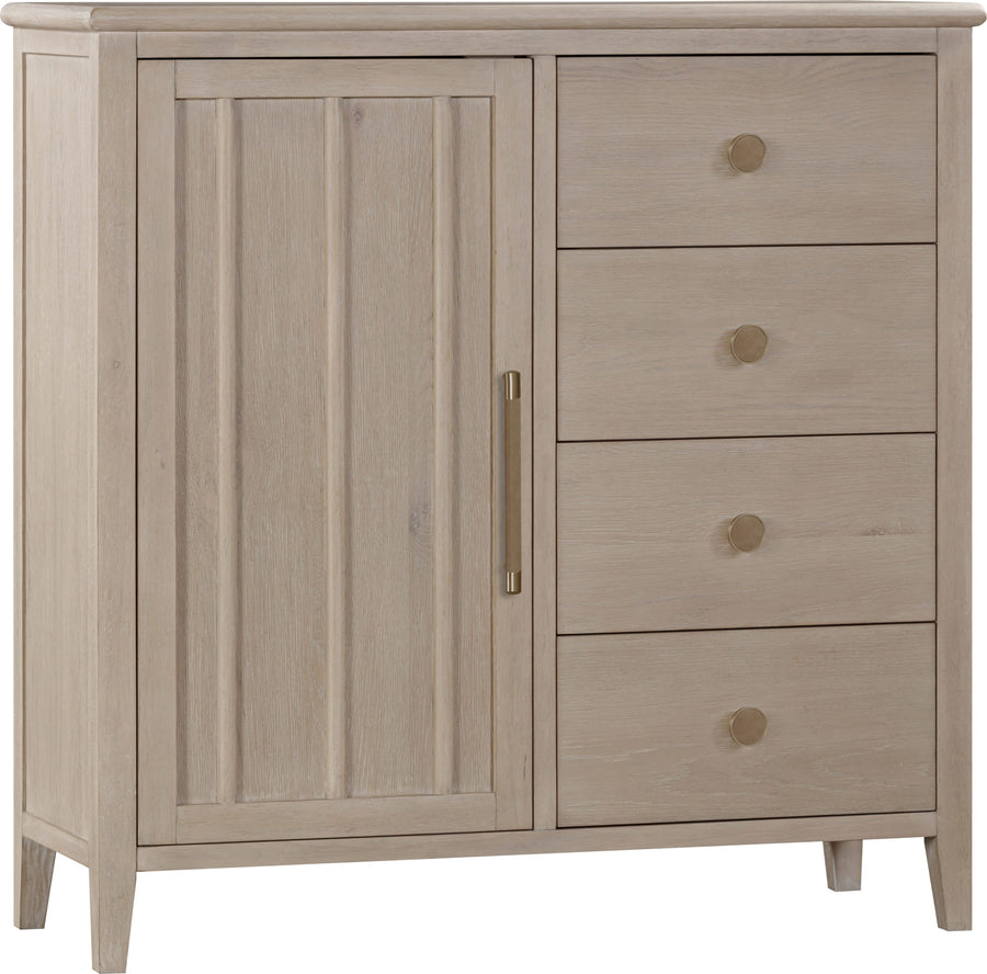 Carrington Six Drawer One Door Oak Wood Chest in Chai - View 4