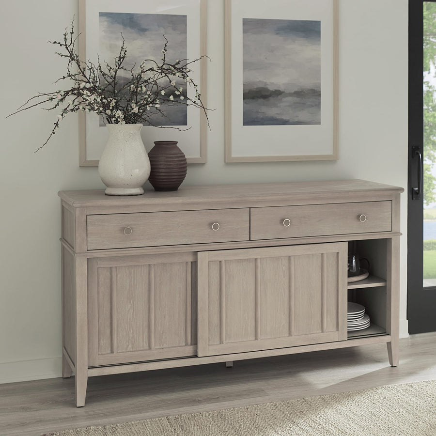 Carrington Two Drawer Two Door Oak Wood Sideboard in Chai